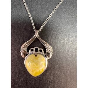 NEW Connemara marble claddagh pendant in sterling silver